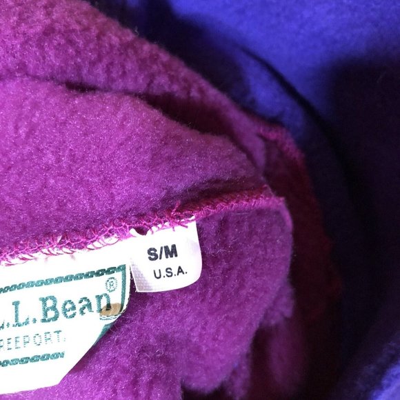 Vintage L.L. Bean Freeport Maine Fleece Womens Size S/M Snow Hat Beanie 2 Tone - Picture 8 of 10